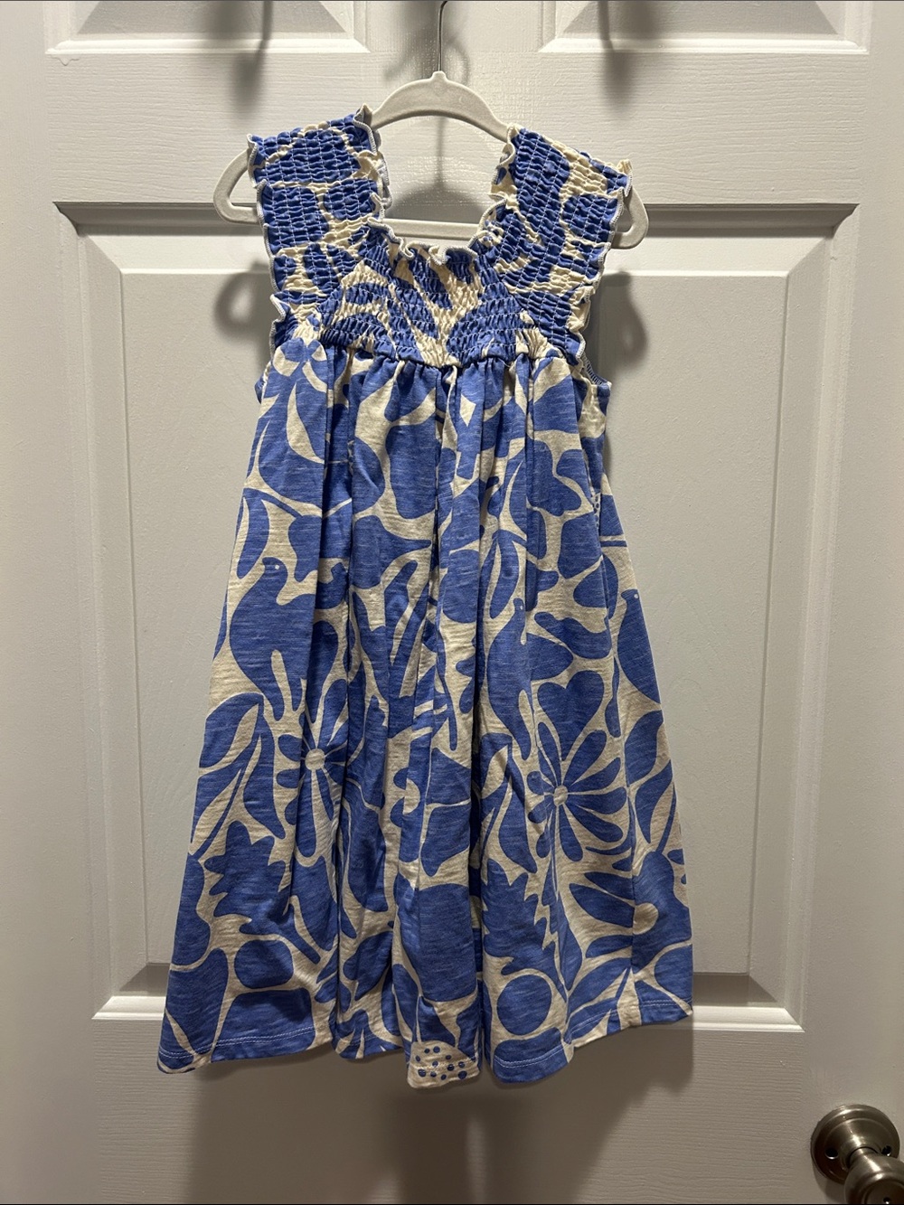 Next from Nordstrom Blue and Cream Floral Smocked Romper